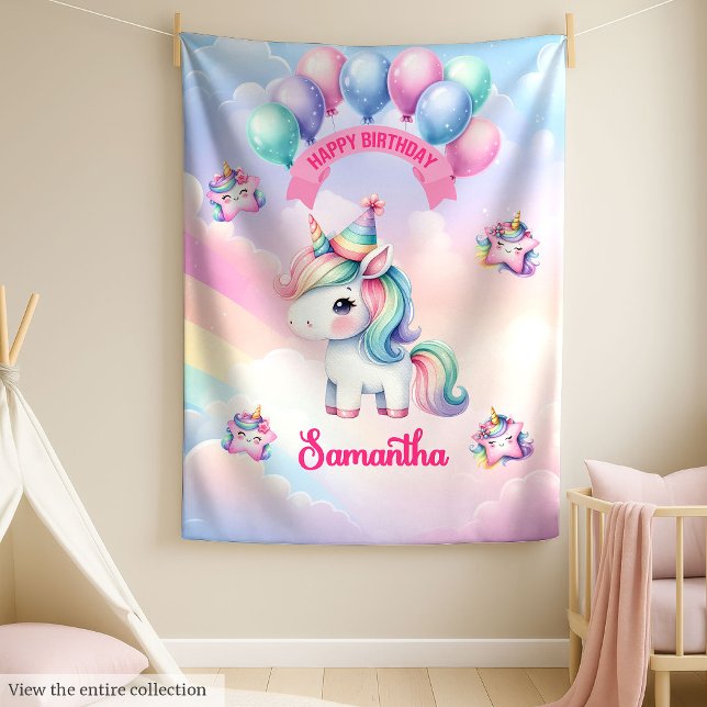 Personalised Pastel Unicorn Blanket Girls Birthday (Personalized Pastel Unicorn Blanket Girls Birthday)