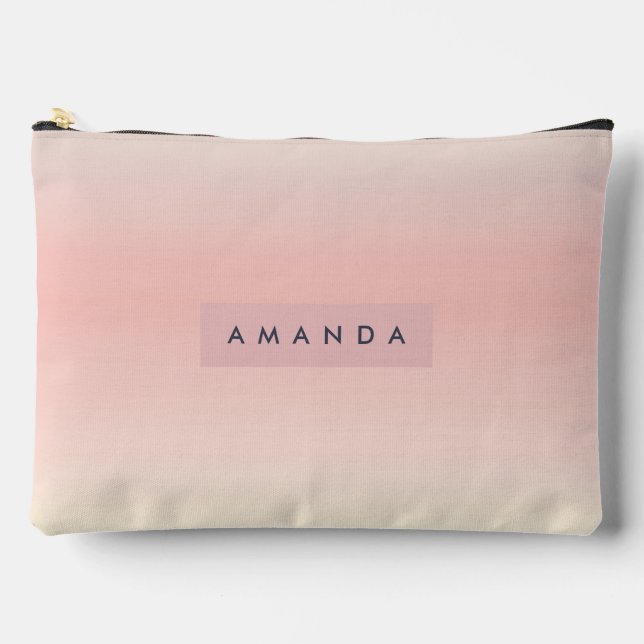 Personalised Pastel Warm Peach Blush Fade Accessory Pouch (Front)