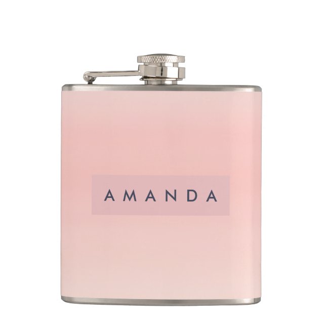 Personalised Pastel Warm Peach Blush Fade Hip Flask (Front)