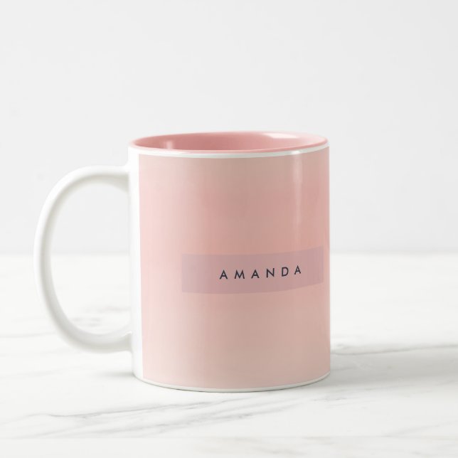 Personalised Pastel Warm Peach Blush Fade Two-Tone Coffee Mug (Left)