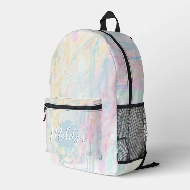Personalised Pastel Watercolor Abstract Backpack (Back Corner Right)