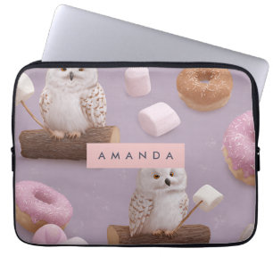 Personalised Pastel Whimsical Owl Pattern Laptop Sleeve