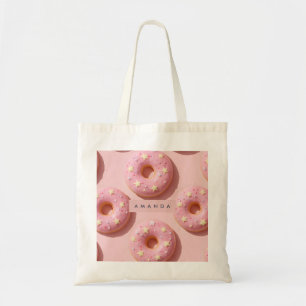 Personalised Pastel Whimsical Pink Doughnuts  Tote Bag