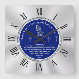 Personalised Pastor Appreciation Day Gift Ideas Square Wall Clock