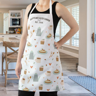 Personalised Pastry, Coffee Pattern, Custom Text Apron