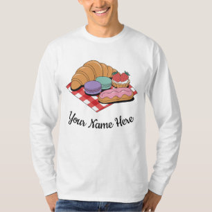 Personalised Pastry Lover Croissant Eclair Bakery T-Shirt