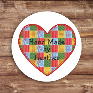 Personalised Patchwork Pattern Hand Made Classic Round Sticker