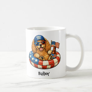 Personalised Patriotic 4th of July Cocker Spaniel Coffee Mug