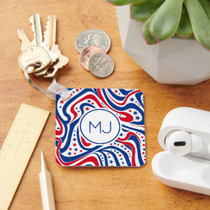 Personalised Patriotic American Flag Colours Key Ring
