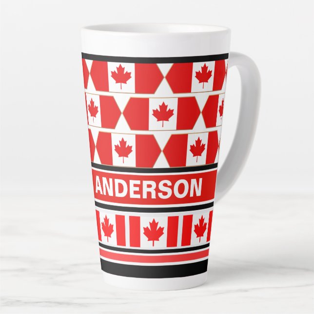 Personalised Patriotic Canada Flag Latte Mug (Right Angle)