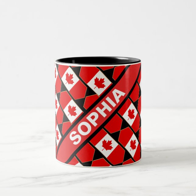 Personalised Patriotic Canada Flag  Two-Tone Coffee Mug (Center)