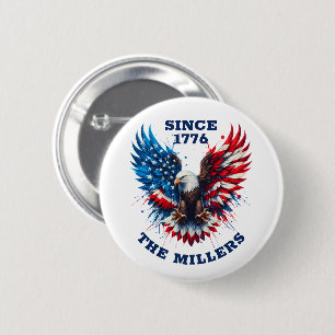 Personalised Patriotic Colours America Bold Eagle 6 Cm Round Badge