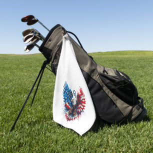 Personalised Patriotic Colours America Bold Eagle Golf Towel