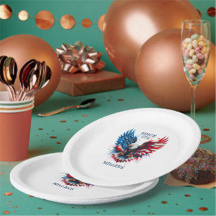 Personalised Patriotic Colours America Bold Eagle Paper Plate