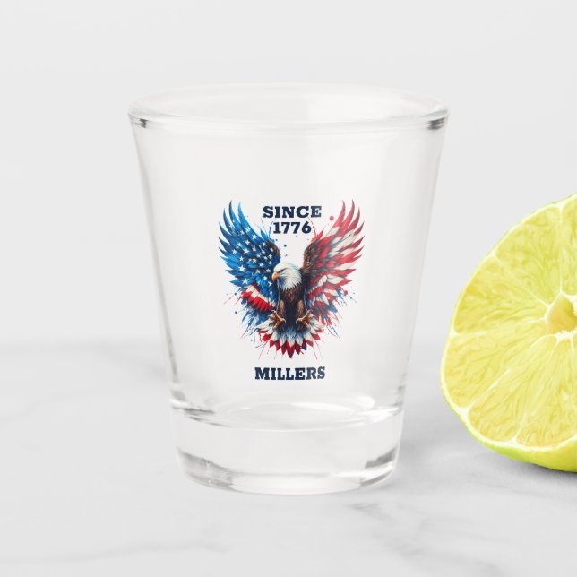 Personalised Patriotic Colours America Bold Eagle Shot Glass (Front)
