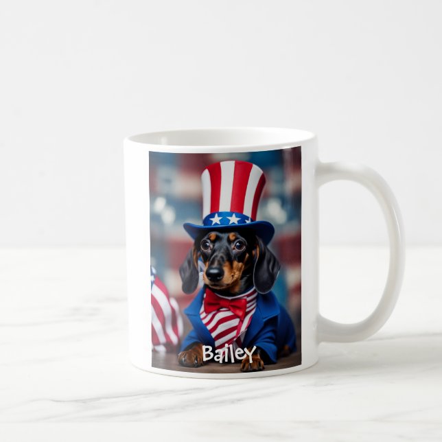 Personalised Patriotic Dachshund Mug (Right)