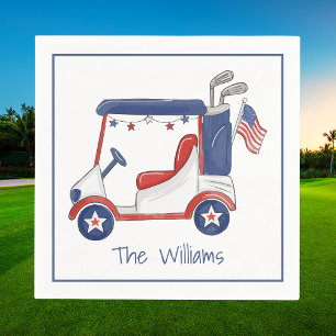 Personalised Patriotic Golf Cart / Red White Blue Napkin
