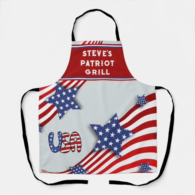 Personalised Patriotic Grill Apron (Front)