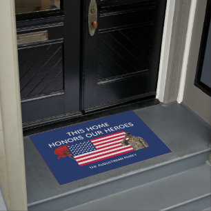 Personalised Patriotic Honours Our Heroes Veterans Doormat
