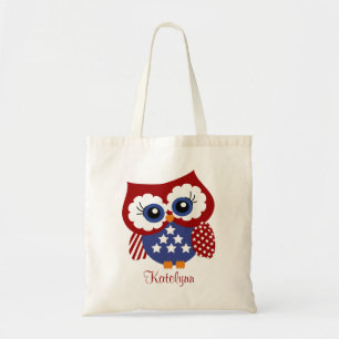 Personalised Patriotic Owl Custom Tote Bag