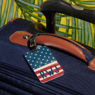 Personalised Patriotic Red White Blue Stars Stripe Luggage Tag