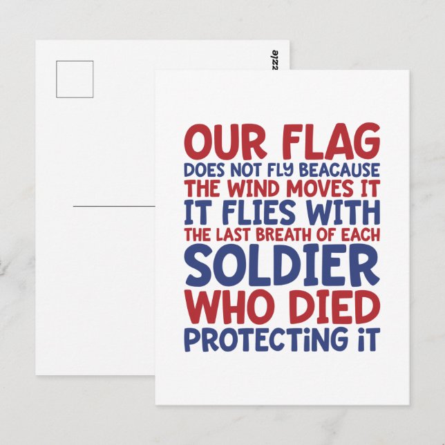 Personalised Patriotic Soldier Quote Postcard (Front/Back)
