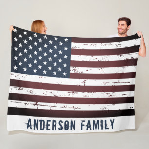 Personalised Patriotic Stars Stripes American Flag Fleece Blanket