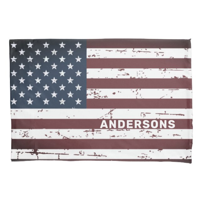 Personalised Patriotic Stars Stripes American Flag Pillowcase (Front)