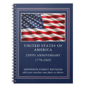 Personalised Patriotic USA 250th Anniversary Notebook