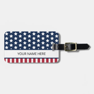 Personalised Patriotic USA American Flag Luggage Tag