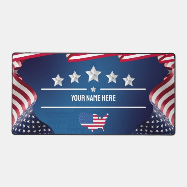 Personalised Patriotic USA Flag Desk Mat  (Front)