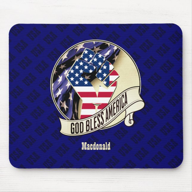 Personalised Patriotic USA God Bless America Mouse Pad (Front)