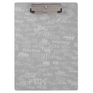 personalised patterned name cool grey clipboard