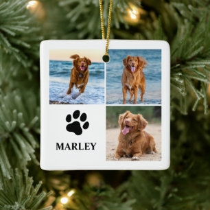 Personalised Paw Dog Lover Photo Collage Pet Ceramic Ornament