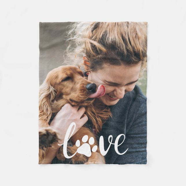Personalised Paw Love Print Dog Lover Blanket (Front)
