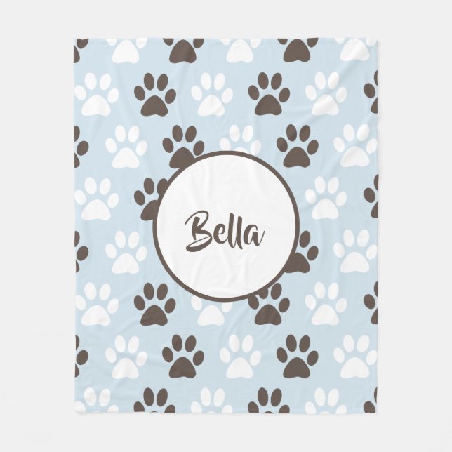 Personalised Paw Print Pattern Fleece Blanket (Front)