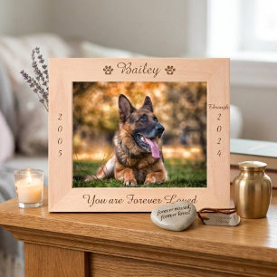 Personalised Paw Print Pet Memorial Wood Picture Etched Frames