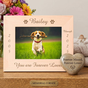 Personalised Paw Print Pet Memorial Wood Picture Etched Frames