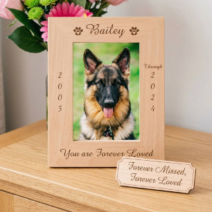 Personalised Paw Print Pet Memorial Wood Picture Etched Frames