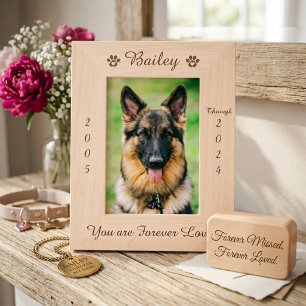 Personalised Paw Print Pet Memorial Wood Picture Etched Frames