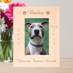 Personalised Paw Print Pet Memorial Wood Picture Etched Frames