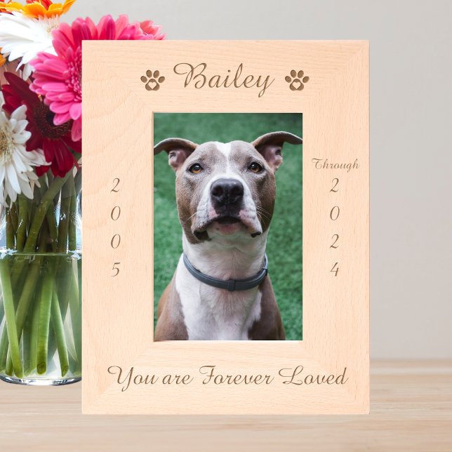 Personalised Paw Print Pet Memorial Wood Picture Etched Frames (Creator Uploaded)