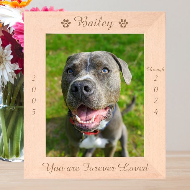 Personalised Paw Print Pet Memorial Wood Picture Etched Frames (Creator Uploaded)