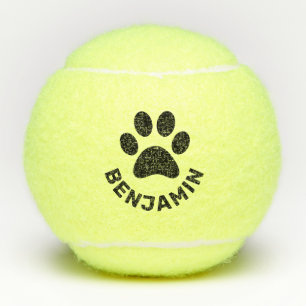 Personalised Paw Print Pet Name Dog Tennis Balls