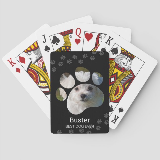 Personalised Paw Print Photo Dog Playing Cards (Back)
