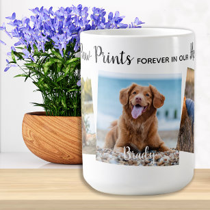 Personalised Paw Prints Hearts Dog Pet Memorial Coffee Mug
