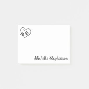Personalised Paw Prints On Heart with Name Post-it Notes