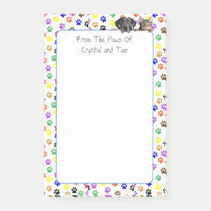 Personalised Paw Prints with Dog and Cat 4 X 6  Post-it Notes