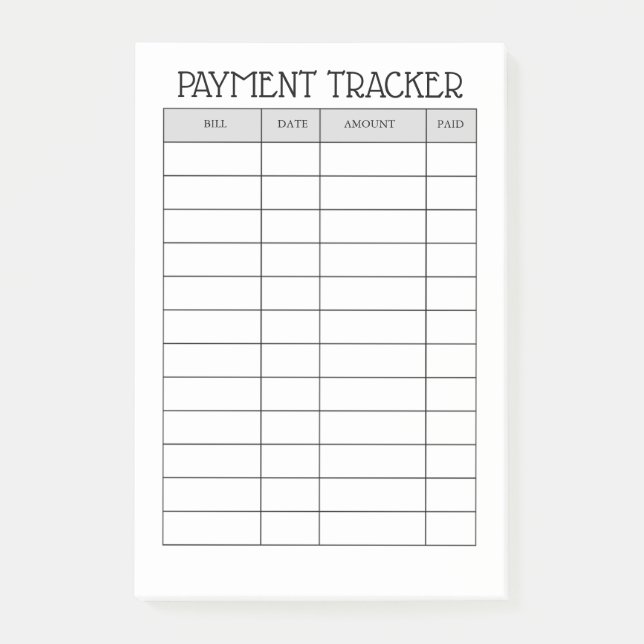 Personalised Payment Tracker Notepad (Front)