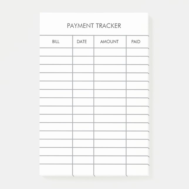 Personalised Payment Tracker Notes         (Front)